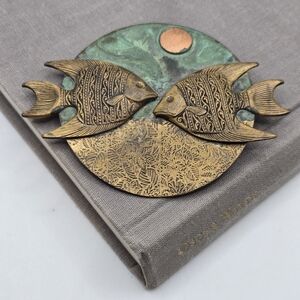 Raw Brass Fish Fished Brooch Pin Western Whimsical 70s 80s Artist Made